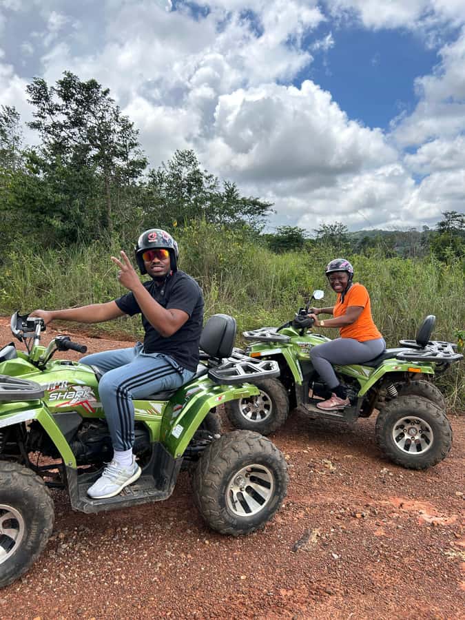 Accra: Quadbike, Waterfall, Lunch & Aburi Adventure Tour - Reaching the waterfall after the ride